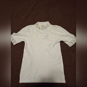 New! Ember Blouse With Bling Mock Neck Sweater Womens Size Medium